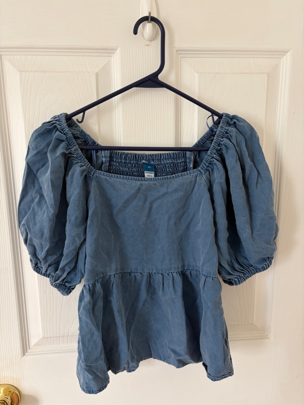 Old Navy Light Denim Smocked Waist Top